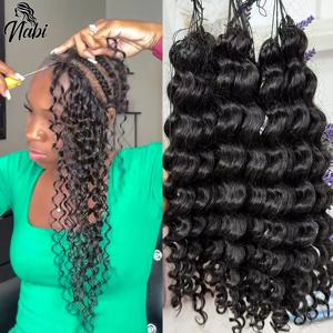 NABI 사전 분리된 머리 크로 셰 뜨개질 인간의 머리 땋은 100% 인간의 머리카락 딥 웨이브 16-24 인치 100 그람/몫 인간의 머리는 여성에게 적합