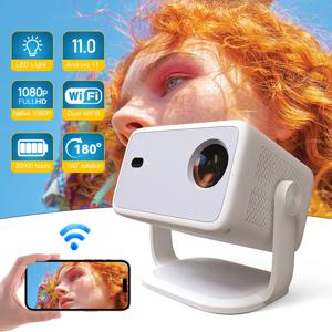 650ANSI 휴대용 네이티브 1080P HD 프로젝터(4K 지원 Android11 ​​Wifi6 BT5.2 360 포함) °   휴대용 홈 시네마 이상적인 선물