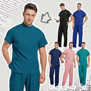 의료 남성 스크럽 실험실 세트 남성 도매 클리닉 병원 의사 작업복 v 넥 탑 바지 간호 스크럽 약국 간호사 의류