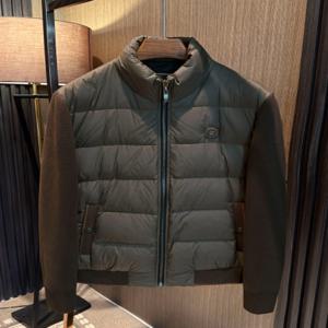 이탈리아 럭셔리 경량 따뜻한 남성 니트 패치워크 스탠드 칼라 다용도 경량 비즈니스 캐주얼 다운 재킷