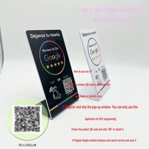 스페인어 영어 QR 코드 NFC 스탠딩 사인 구글 리뷰 NFC215 리뷰 스탠드 클릭 URL 소셜 비즈니스 리뷰 카드