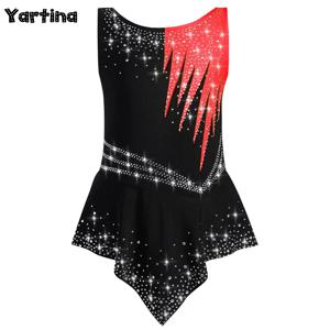 어린이 소녀 리듬 체조 피겨 스케이팅 발레 져지 레오타드 반짝이는 라인스톤 바디수트 대회 공연 의상
