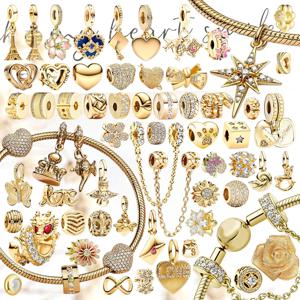 DIY 쥬얼리 선물 반짝이는 금색 북극성 러브레터 무한대 매듭 피어나는 장미 참 비즈 오리지널 925 실버 팔찌에 맞음