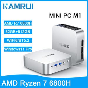 KAMRUI 미니 PC AMD Ryzen7 6800H 32GB DDR5 512GB PCIe SSD 최대 4.7GHz WIFI6 BT5.2 Win11pro 듀얼 채널 데스크탑 게이밍 컴퓨터
