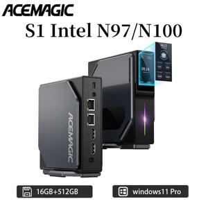 미니 PC 알더 레이크 N97/N100 16GB DDR4 512GB M.2 2280 SATA SSD 윈도우 11 와이파이5 블루투스4.2 오피스 및 학습용 미니 PC ACEMAGIC S1