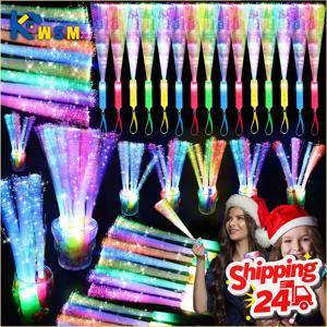 글로우 스틱 광섬유 라이트 업 완드 LED 야간 조명 소품 생일 웨딩 어두운 파티 콘서트 크리스마스 할로윈용