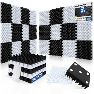 방음 폼 패널, 24개 조각 계란판 디자인으로 소음 감소 및 가정용 방음벽 소음 차단 재료