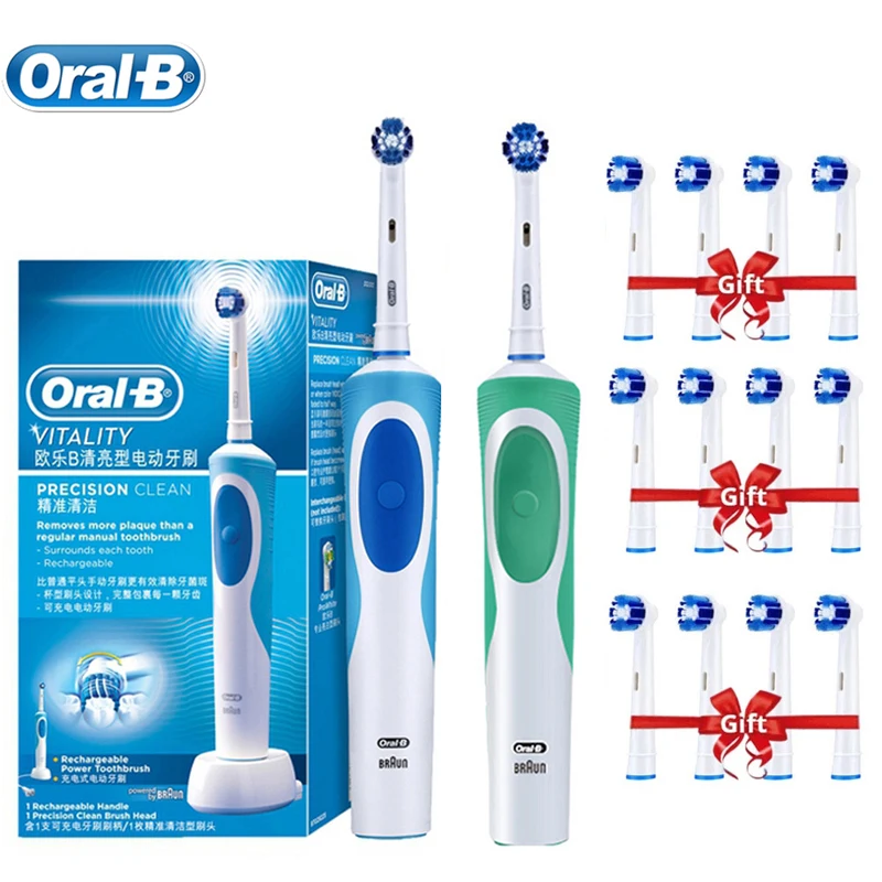 Oral B 전동 칫솔 성인 회전 깨끗한 치아 충전 칫솔 3D 미백 치아 구강 관리 브러시 브러시 헤드 증정