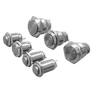 10mm 12mm 16mm 19mm 22mm 패널 구멍 금속 버튼 스위치 전원 푸시 버튼 플랫/하이 헤드 순간/잠금 납땜 NO/NC