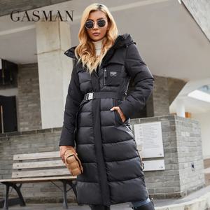 GASMAN 2022 여성 자 켓 긴 패션 그레이스 여성 겨울 다운 재킷 지퍼 포켓 벨트 파 카 높은 품질 outwear 8189