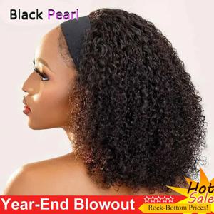 물결 머리띠 가발 변태 곱슬 인간의 머리 가발 여성을위한 브라질 전체 기계 만든 레미 인간의 머리 가발 스카프 가발