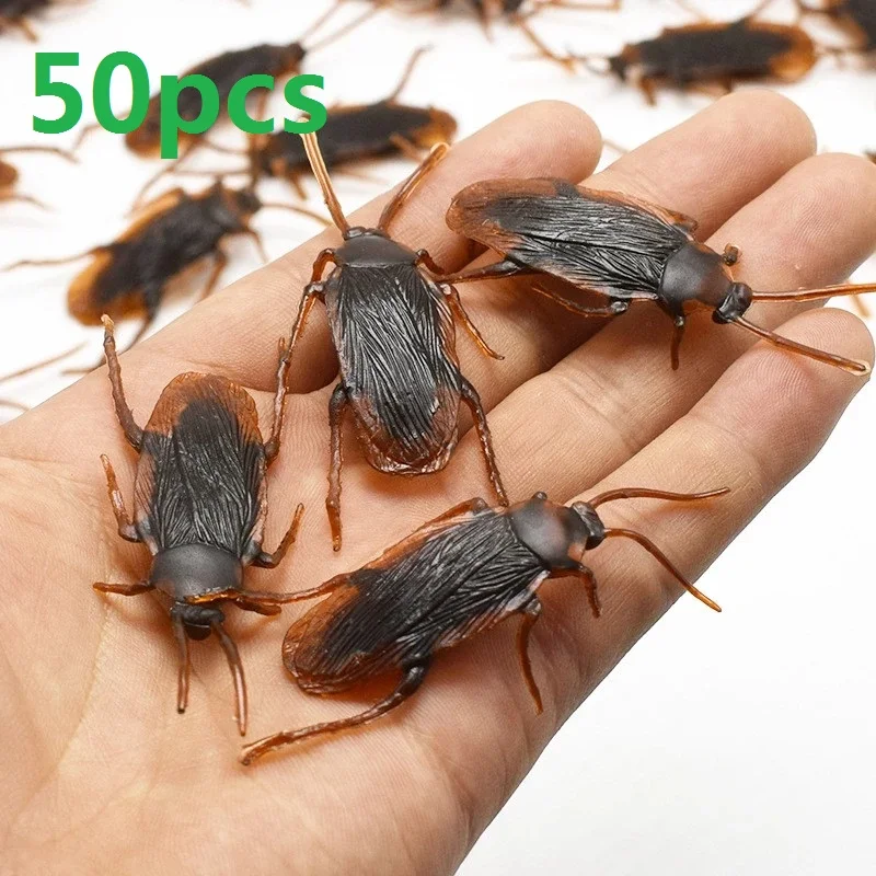 5-50Pcs 할로윈 가제트 플라스틱 바퀴벌레 농담 장식 소품 고무 장난감 개그 실용 농담 장난감 플라스틱 버그 바퀴벌레