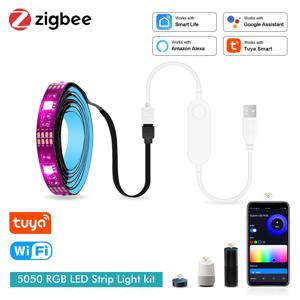 스마트 지그비 USB Led 조명 Tuya Wifi RGB led 스트립 DC5V 5050 스마트 Led TV 백라이트 Wok With Alexa Google 홈