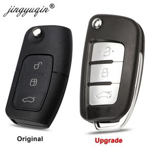 3 버튼 포드 포커스 Fiesta C-Max S-Max Ka Mondeo Galaxy Fob 케이스 HU101 FO21 블레이드 용 플립 접이식 원격 키 쉘 수정