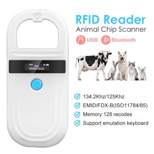 휴대용 134.2KHz 125kHz 동물 RFID 리더 애완 동물 고양이 개 마이크로 칩 스캐너 FDX-B 유리 칩 USB/블루투스 태그 리더 태그