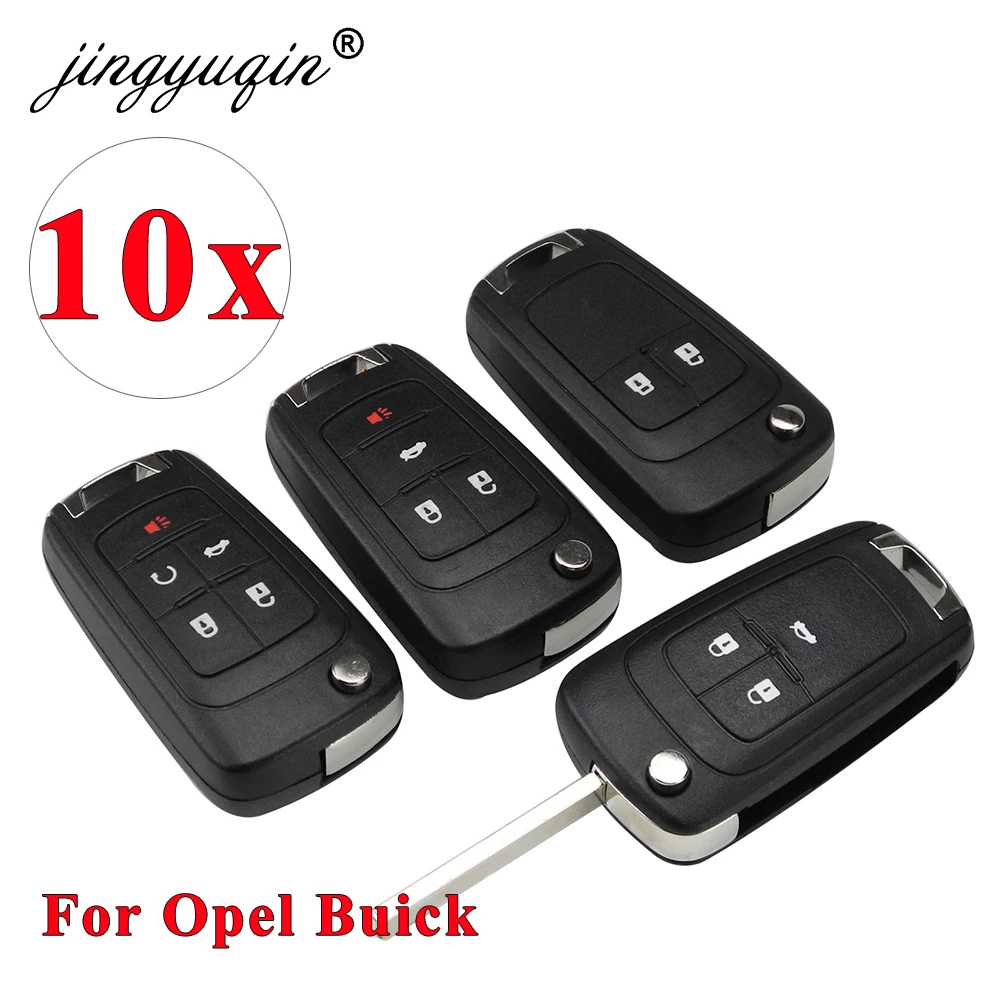 Jingyuqin 10pcs VAUXHALL OPEL Insignia Astra J Zafira C Mokka 자동차 제어 Fob 케이스 하우징 HU100 블레이드 용 2/3/4/5 BTN 키 쉘