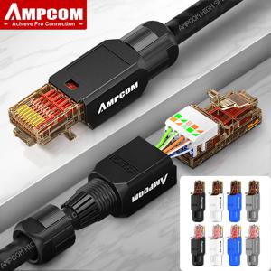 AMPCOM RJ45 커넥터 도구 무료 CAT6A CAT6 10Gbps UTP 필드 모듈러 플러그 도구 무료 이더넷 재사용 가능한 종단 Lan 플러그 1pcs