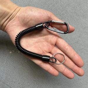 1PC 전술 개폐식 봄 탄성 로프 보안 장비 도구 하이킹 캠핑 안티-분실 전화 키 체인 낚시 Lanyards 야외