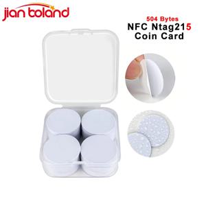 20/50pcs NFC Ntag215 코인 태그 13.56MHz 초경량 범용 라벨 25mm 직경 접착 백업 투명 보관함