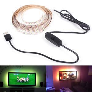 USB LED 스트립 조명 2835 DC5V 스위치 유연한 램프 테이프 리본 TV 데스크탑 컴퓨터 화면 배경 조명 홈 장식