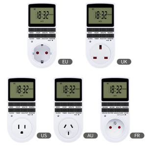 전자 디지털 타이머 스위치 12/24 시간 프로그래밍 가능한 타이밍 소켓 220V 주방 타이머 콘센트 시간 제어 EU UK US AU FR 플러그