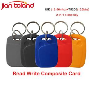 10pcs 2 In 1 듀얼 칩 주파수 RFID Keyfob 125KHZ T5577 + 13.56MHZ UID 재기록 가능 복합 액세스 제어 키 태그 IC + ID