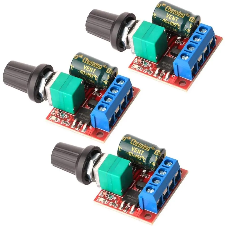 3pcs 미니 DC 모터 PWM 속도 컨트롤러, DC 5V-35V 5A 속도 조절 스위치 모듈, 6V 12V 24V 가변 전압 조정기