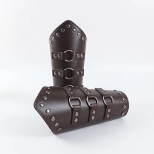 남자 중세 코스프레 PU 가죽 갑옷 팔 따뜻하게 레이스 업 바이킹 해적 기사 건틀릿 팔찌 Bracer 스팀 펑크 액세서리