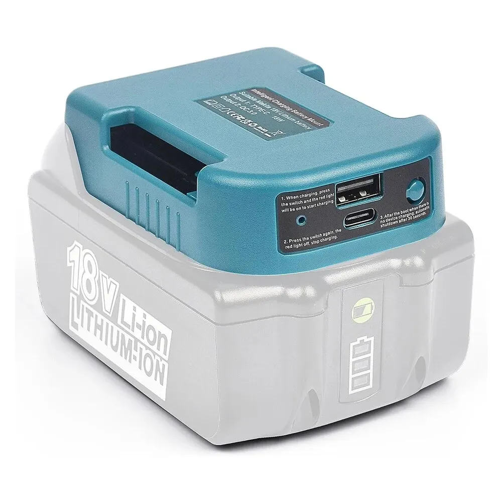 Makita 18V 용 USB 포함 Type-C 배터리 홀더 포함 Makita 18V 배터리 BL1840 BL1850 BL1860 충전기 어댑터 고속 충전