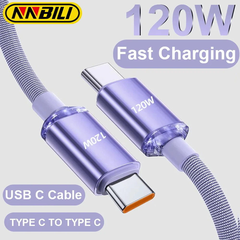 NNBILI NEW 120W USBA-타입 C-USBC 케이블 (아이폰 15, 16, 17 시리즈 PD 고속 충전 USB C 데이터 케이블, 샤오미, 오포, 삼성 호환)