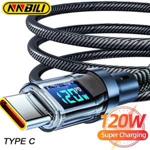 NNBILI 120W 초고속 충전 케이블 실시간 디지털 디스플레이 USB A-유형 C 데이터 케이블(iPhone Android Phones Universal)