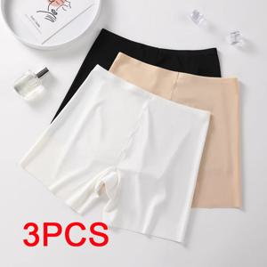 3PCS 여성 속옷 슬리밍 반바지 원활한 높은 허리 셰이퍼 팬티 Underware 안전 짧은 바지 얼음 실크 여성 보호