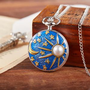 레트로 남자 회중 시계 대학 바람이 부는 날 달 별 성격 외관 여성 회중 시계 어린이 석영 회중 시계