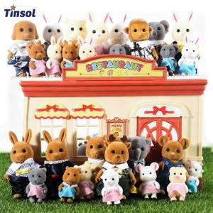 TINSOL 2025 신모델 시뮬레이션 숲속 토끼 가족 DIY 장난감 세트 미니 토끼와 곰 인형 어린이 놀이세트 크리스마스 선물