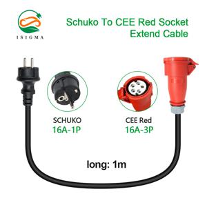 휴대용 EV 충전기 슈코 플러그-CEE 레드 전원 암 플러그 소켓 어댑터 연결, 16A 3 상 11KW