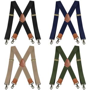 남성용 빈티지 멜빵 헤비 듀티 크고 키가 큰 X-백 4 스냅 후크 조절 가능한 탄성 바지 교정기, 아빠 남편을 위한 선물