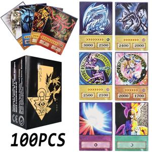 100pcs Yu-Gi-Oh 애니메이션 스타일 카드 파란 눈 다크 마술사 Exodia Obelisk Slifer Ra Yugioh DM 클래식 프록시 DIY 카드 키즈 선물