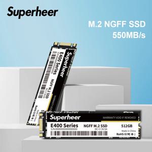 SUPERHEER M.2 SATA SSD 512GB SATA3 솔리드 스테이트 드라이브 256GB 128GB 1TB 2TB 2280mm NGFF 하드 디스크(노트북 노트북용)