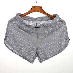 남성용 통기성 메쉬 복서, 루즈핏 운동 속옷 강화 파우치 포함 화살표 반바지