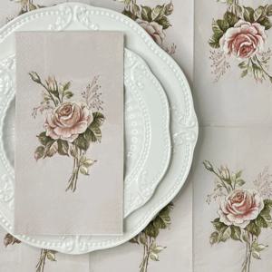 20pcs 33*40 대형 빈티지 장미 다채로운 인쇄 냅킨 웨딩 종이 Placemats 레스토랑 종이 DIY 나비 뼈 바트 종이