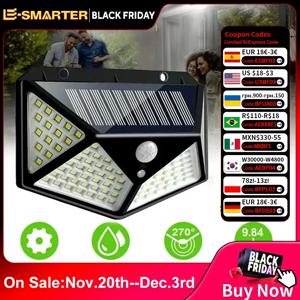 1/2/4/6Pcs 100 LED 벽 조명 야외 태양 램프 PIR 모션 센서 정원 장식에 대 한 태양 전원된 햇빛 가로등