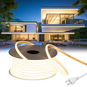 Cob LED 테이프 야외 방수 크리스마스 장식 네온 LED 스트립, 스위치 정원 조명, 주방 룸, 110V, 220V, 5 m, 10 m, 20 m, 30m