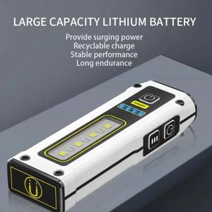 새로운 디자인 슈퍼 밝은 LED 소스 작업 램프 자석 알람 SOS 키 체인 전원 은행 방수 비상 손전등