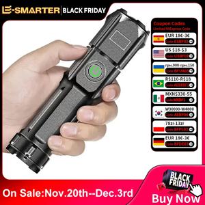 강력한 LED 손전등 충전식 USB 방수 줌 낚시 사냥 캠핑 100,00 루멘 전술 손전등 LED 토치