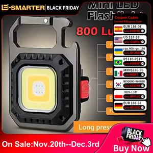 미니 LED 손전등 마그네틱 COB 야외 캠핑 포켓 작업 조명 800 루멘 USB 충전식 7 가지 모드 스포트라이트