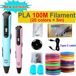 새로운 3D 인쇄 펜 LCD 디스플레이 화면 1.75mm ABS/PLA 0.7mm 직경 소재 어린이 DIY 드로잉 펜 크리스마스 생일 선물