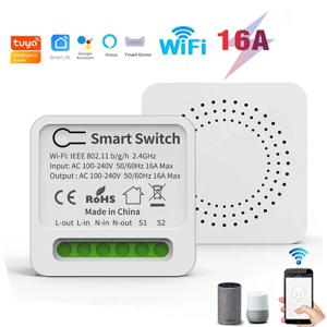 16A 미니 Wifi 스위치 DIY 스마트 홈 릴레이 스마트 라이프 APP 제어 원격 타이머는 Alexa Google Home Alice와 함께 작동합니다.