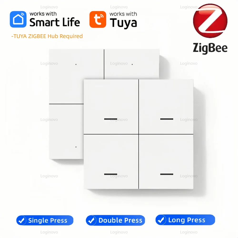 ZigBee 장면 스위치 4 갱 12 시나리오 무선 푸시 버튼 컨트롤러 배터리 구동 스마트 라이프 Tuya APP 홈 오토메이션