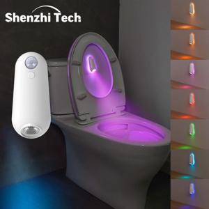 LED 스마트 모션 센서 야간 조명, 변기 조명, 여름 복도 WC 캠핑 홈 데코용 USB 충전식 8색 램프