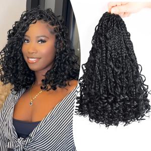 10 인치 여신 상자 머리띠 크로 셰 뜨개질 머리 1 팩/몫 합성 Boho 크로 셰 뜨개질 상자 머리띠 컬 끝 상자 머리띠 머리 확장